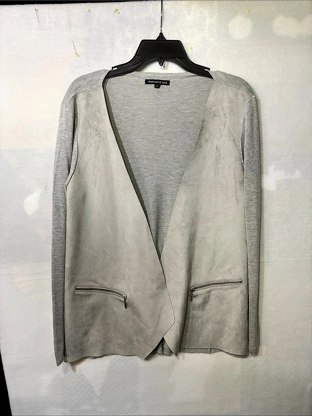 Madison & Lola M-461 Open Front Blazer Gray Size Large NWOT
